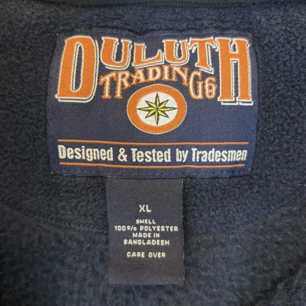 DULUTH TRADING Co.‎ Sz XL Fleece Jacket Pullover 1/4 Zip Navy Blue Pockets Thick